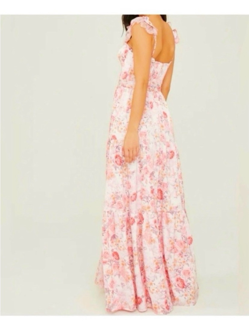 ALTAR’D STATE Pink Floral Silky Satin Maxi Dress Size XL. - Picture 4 of 9